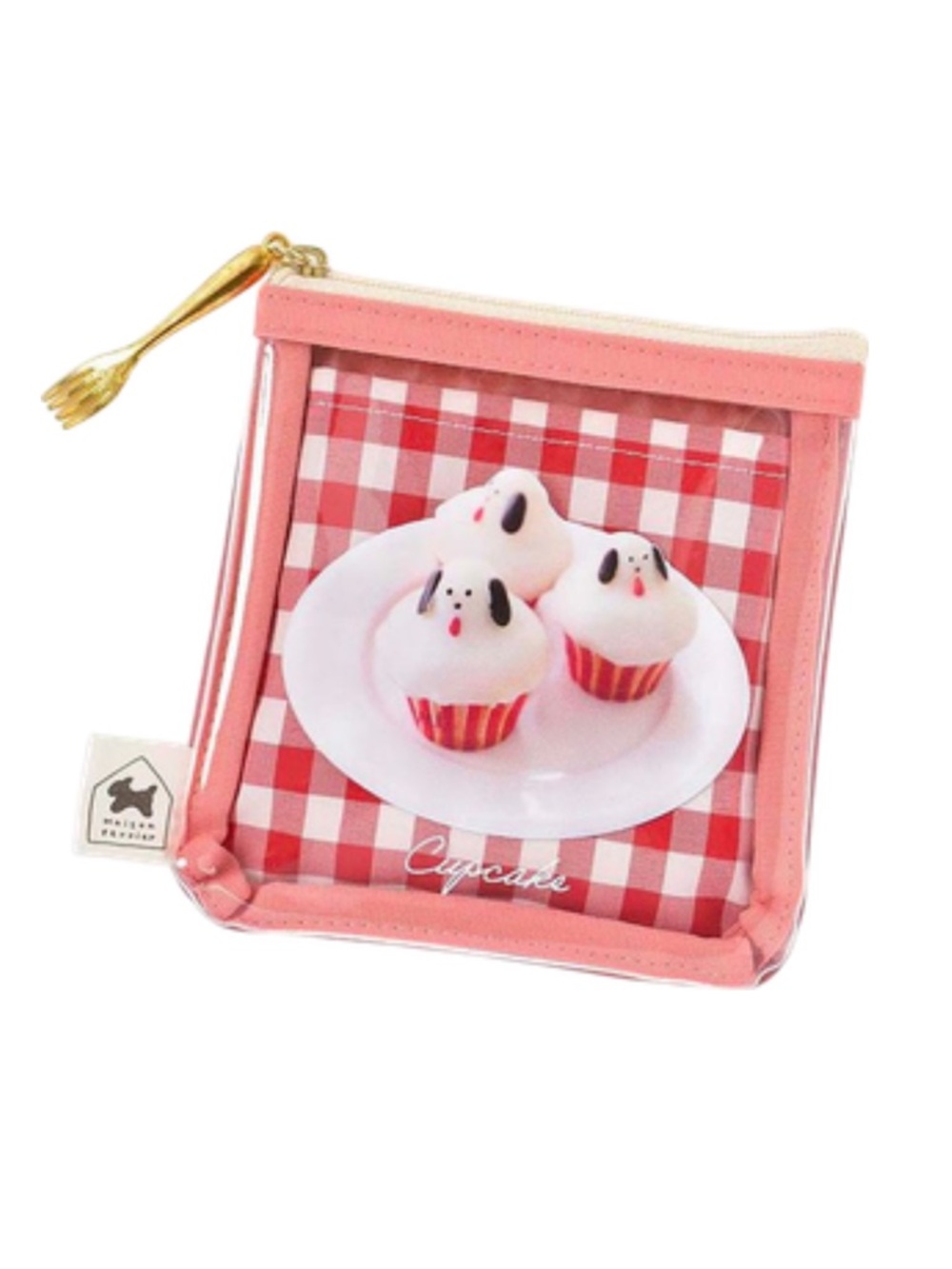 🇯🇵 MAISON TERRIER Red Cupcake Puppy Small Zippered Square Pouch